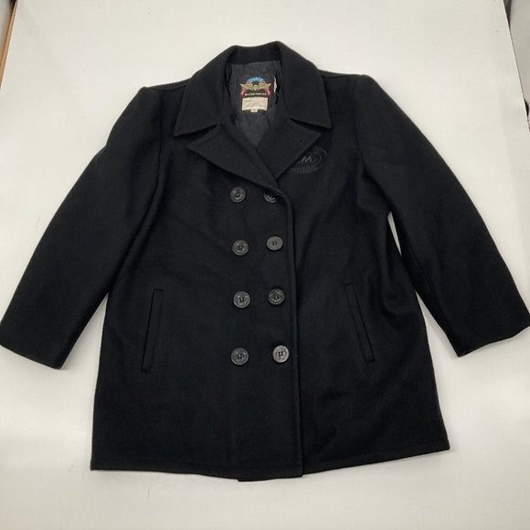 Vtg 80s Cooper Black 100% Wool Peacoat Sz XL Exclusive From Labor Mgt Co… - Picture 1 of 10
